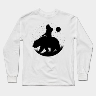 Funny Bigfoot Riding A Bear Long Sleeve T-Shirt